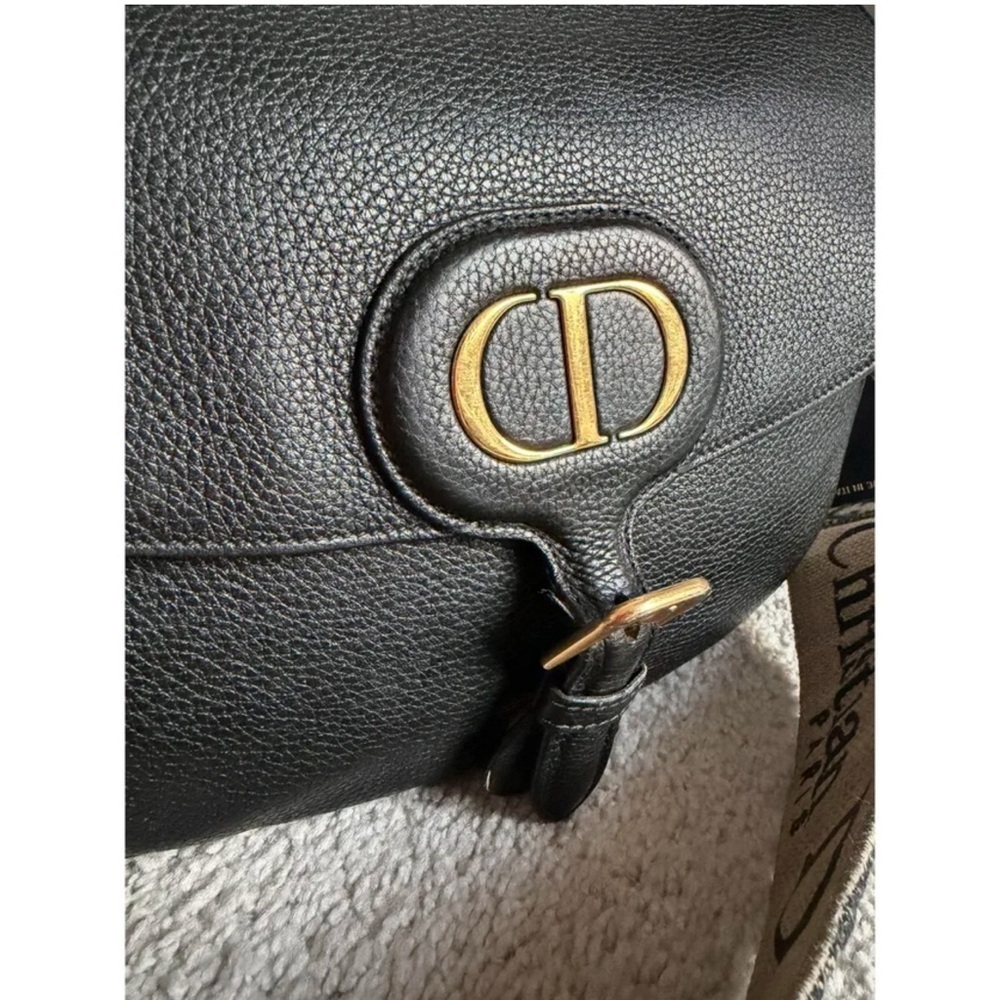 💯% authentic large Dior Black Pebbled bobby Leather Saddle Bag - Picture 4 of 11
